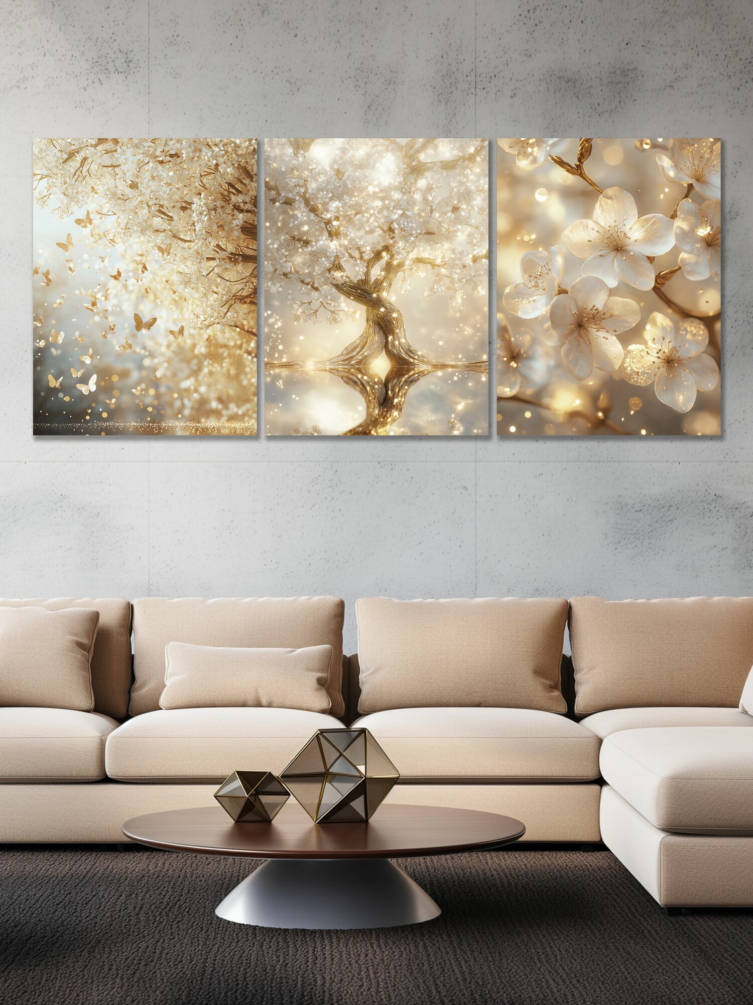 Модульная картина "Мрамор" 80x180 см, 3