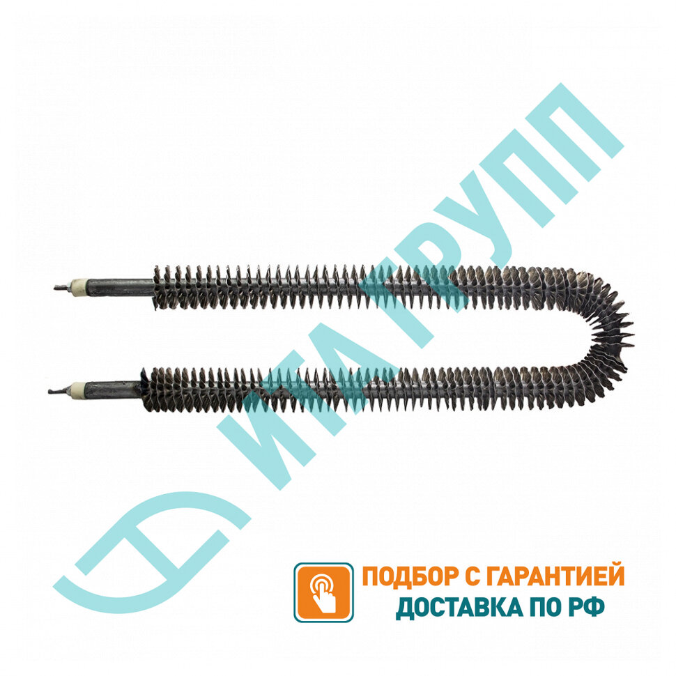 ТЭН 2500W, черн, L400мм, оребренный, межосевое расстояние 70-75мм, подвижный воздух, Ф2, 220V, 06.252