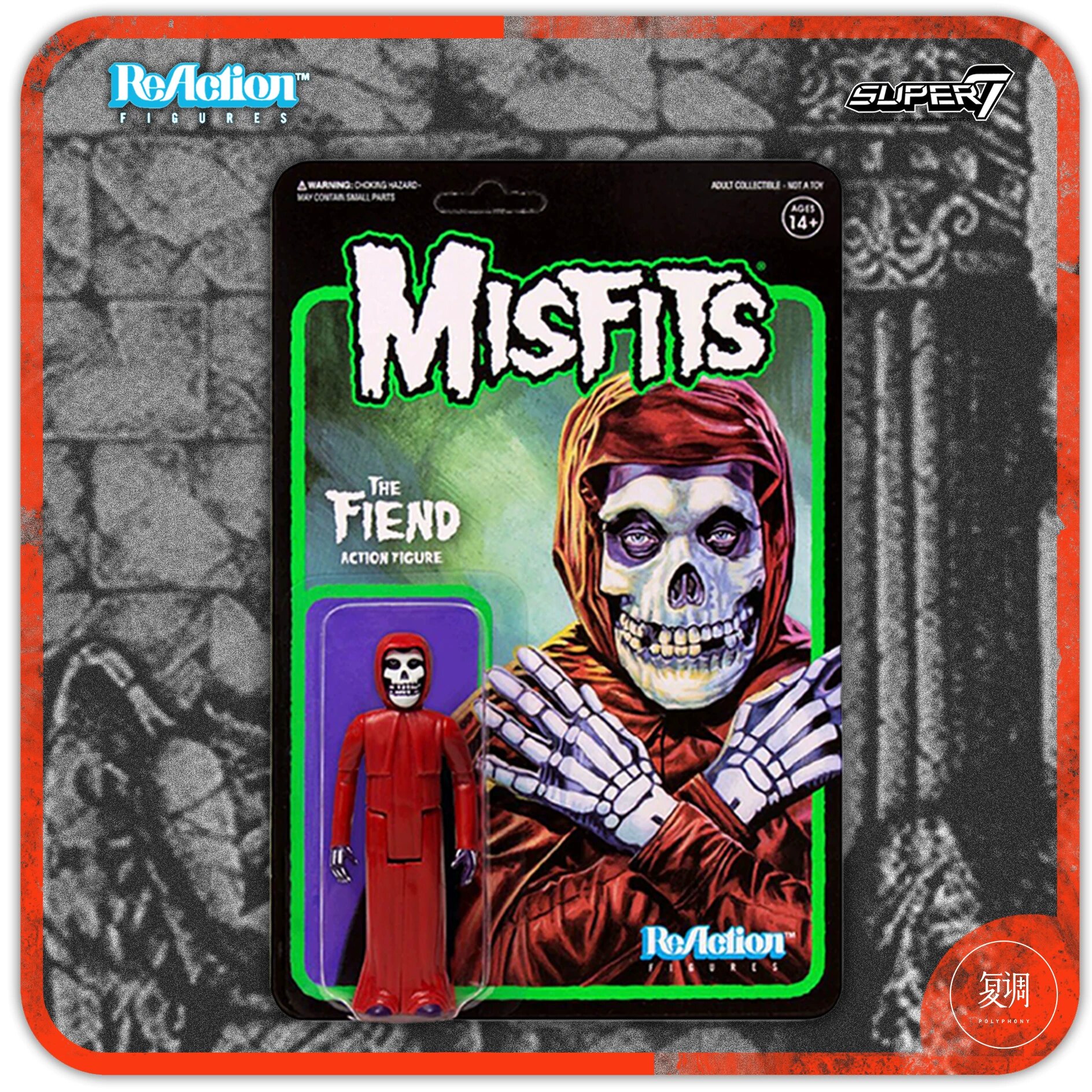 Коллекционная висячая карточка Super7 Misfits Band: персонаж Тхе Фиенд красный ретро-игрушка