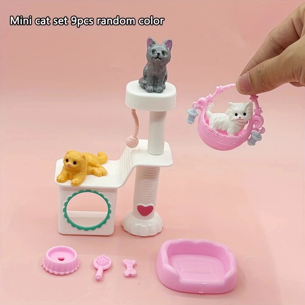 Набор мини-фигурок для кукольного домика: собачки и котята mini cat 9pcs