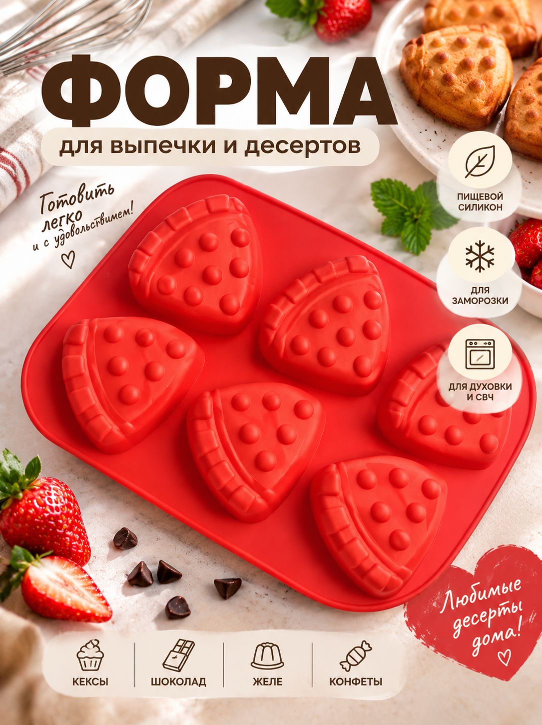 Силиконовая формочка для кексов и выпечки десертов молд