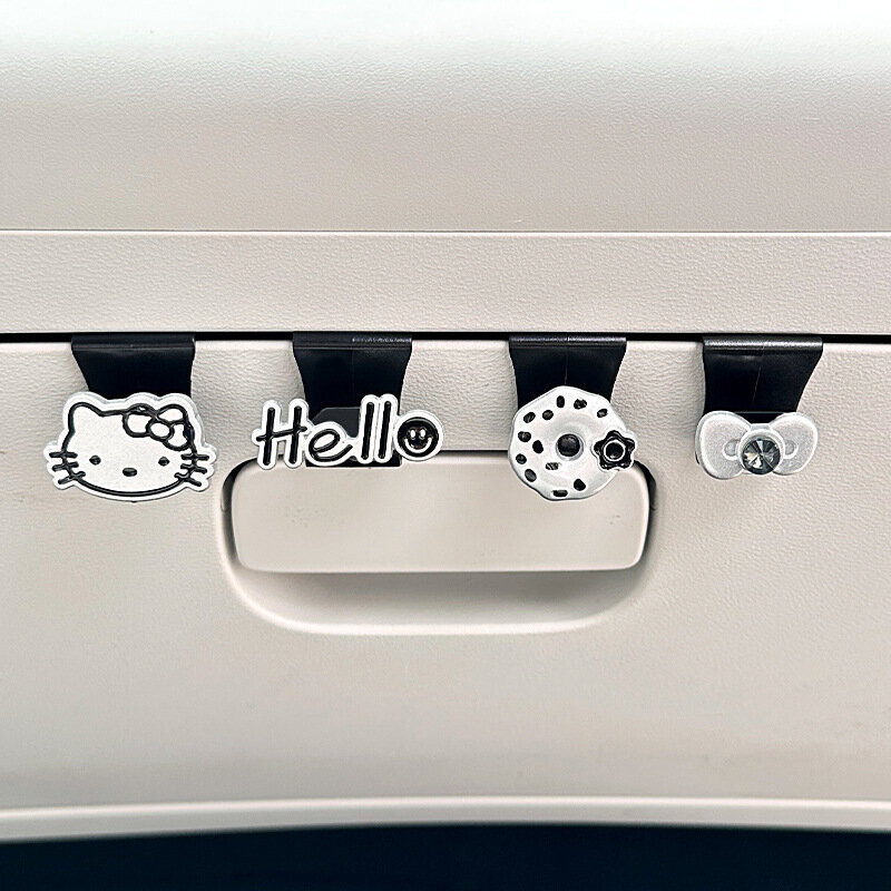 Крючки для перчаточного ящика для Geely Xingyuan 2026, набор с Hello Kitty и надписью Hello, черные, 4 шт.