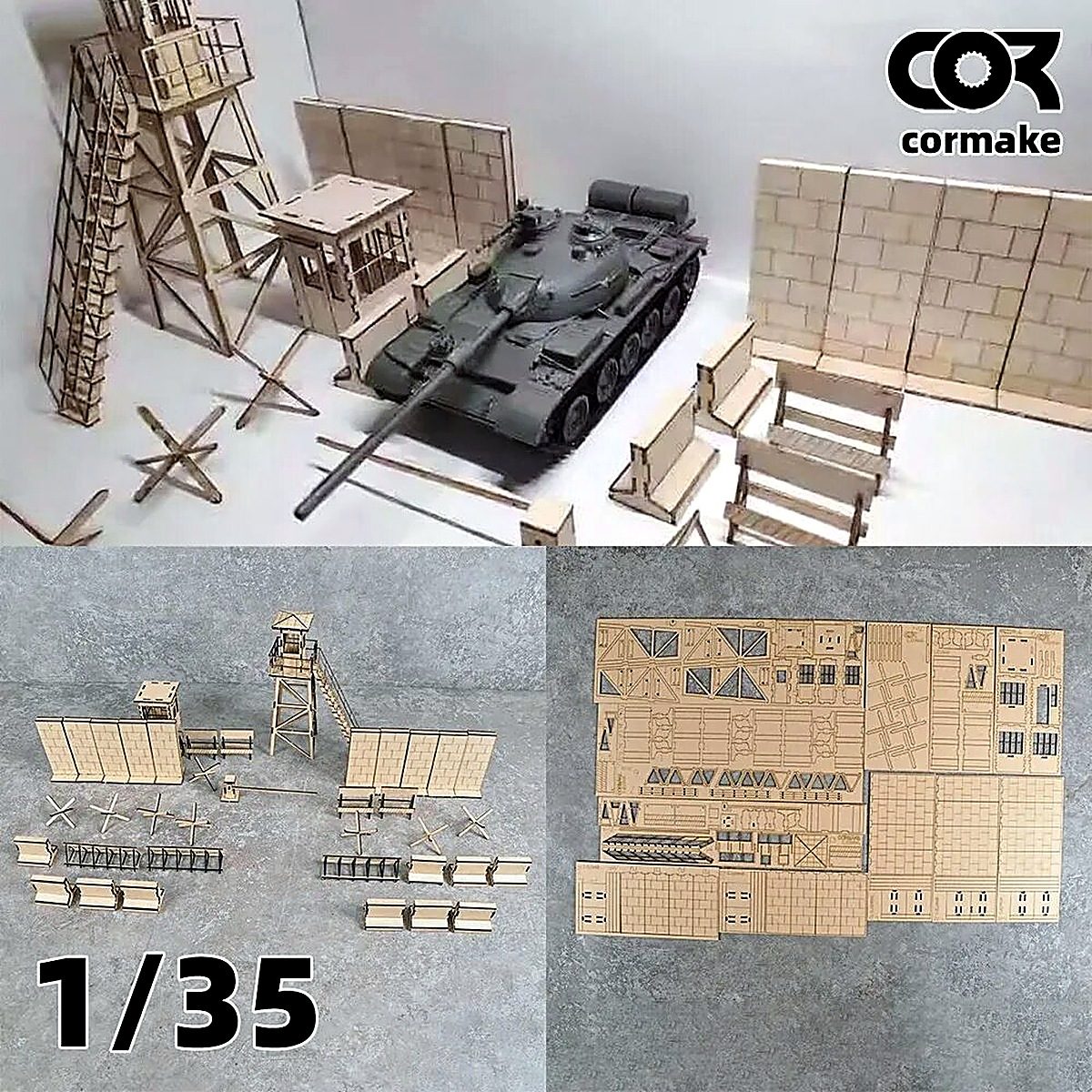 Cor 1/35 сборная модель дома диорама, 48x18x3 см, автомагнитолы