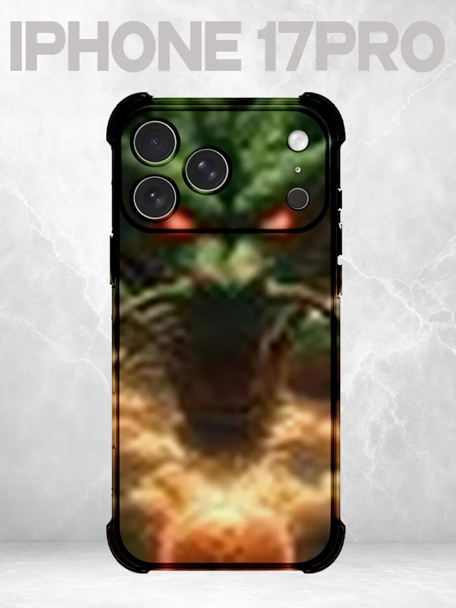 Чехол на iPhone 17 Pro с принтом Змея с огненными глазами