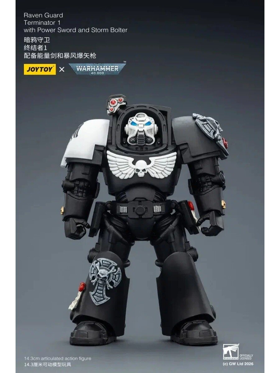 Подвижная фигурка JOYTOY Warhammer 40K 1/18 Action Figures Raven Guard Terminator 1 with Power Sword and Storm Bolter