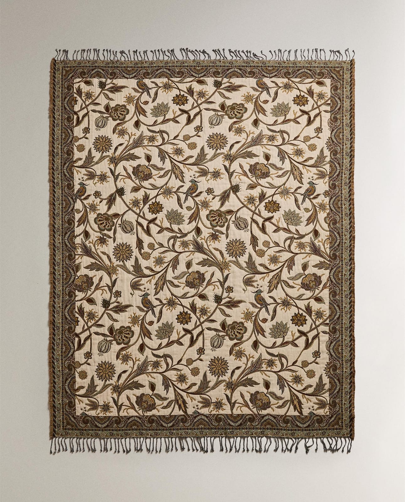 Плед ZARA HOME жаккардовый плед с цветами, зеленый, 140 x 190 см 1386/004/518-16