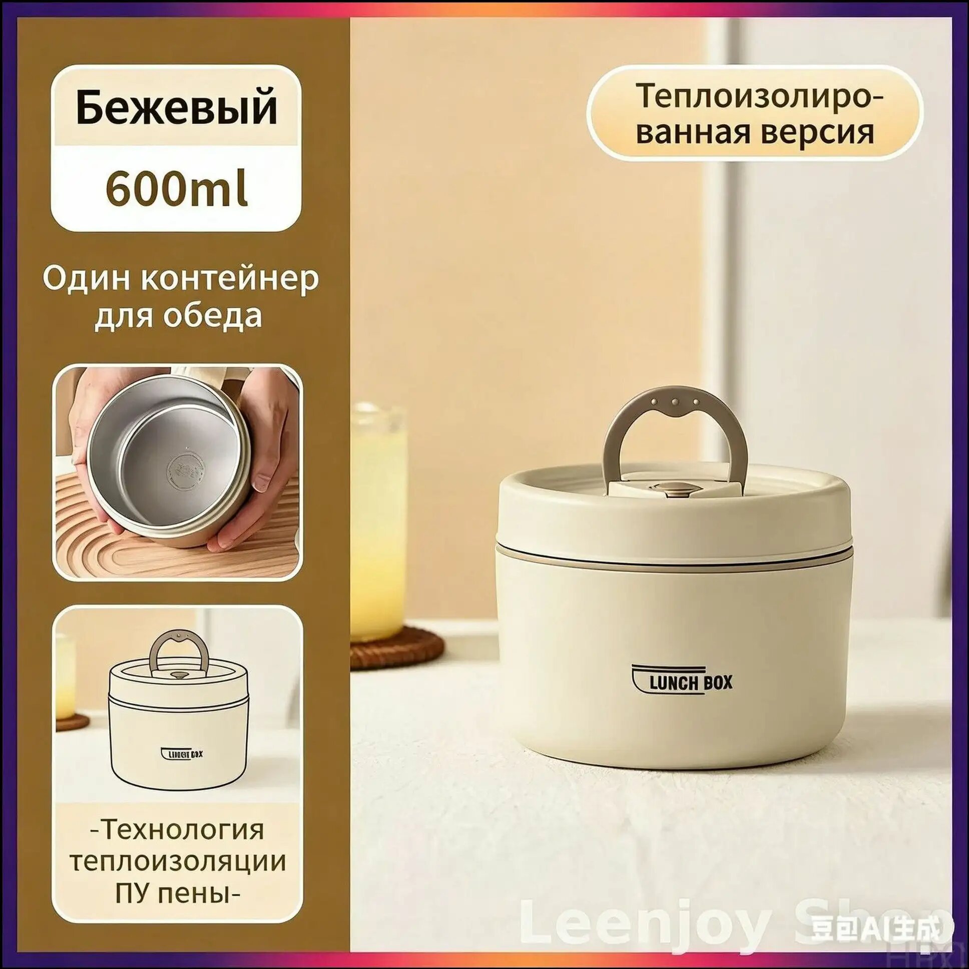 Эксклюзивный термостакан 600 мл, широкогорлый, герметичный, для супа и обеда