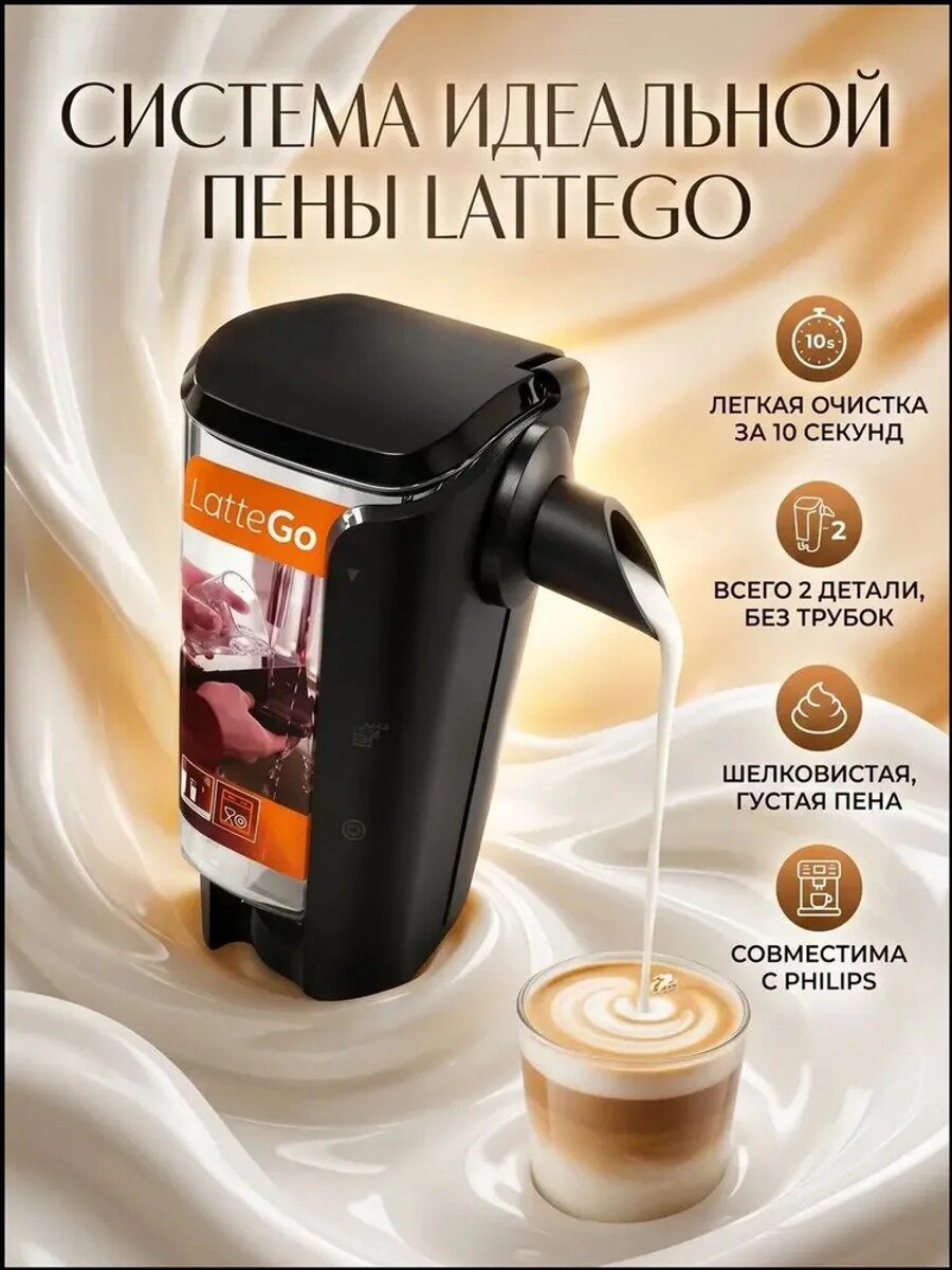 Профессиональная кофеварка Кувшин-капучинатор LatteGo для, 421944083391, 421945016211, Saeco, черно-серый