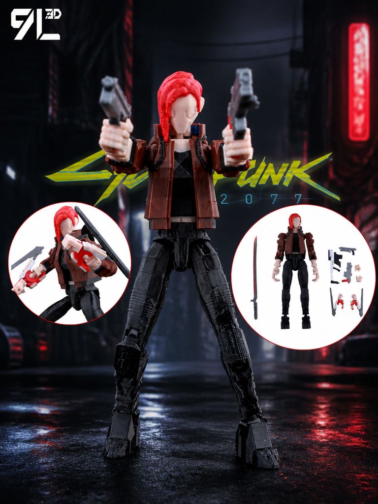 9L3D фигурка Женщина V (Female V), Cyberpunk 2077, Titan 13, Lucky Dummy 13, 3D-печатная шарнирная модель, подарок для коллекционеров и мальчиков