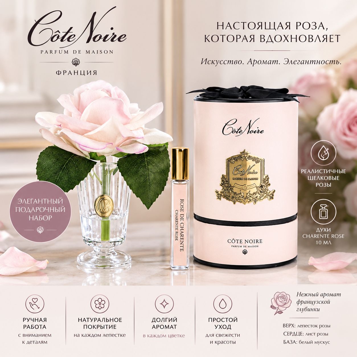 Букет роз COTE NOIRE Charente Champagne, спрей 10 мл