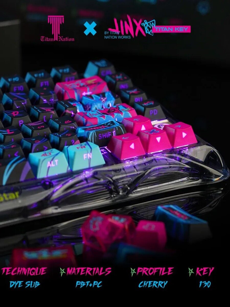 Колпачки для клавиш JINX,119 шт, Партномер UzdzIB, Цвет Светло-синий