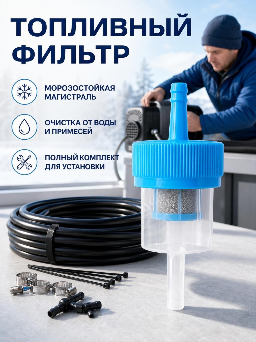 Фильтр топливный для автономного отопителя, 7 х 3 см
