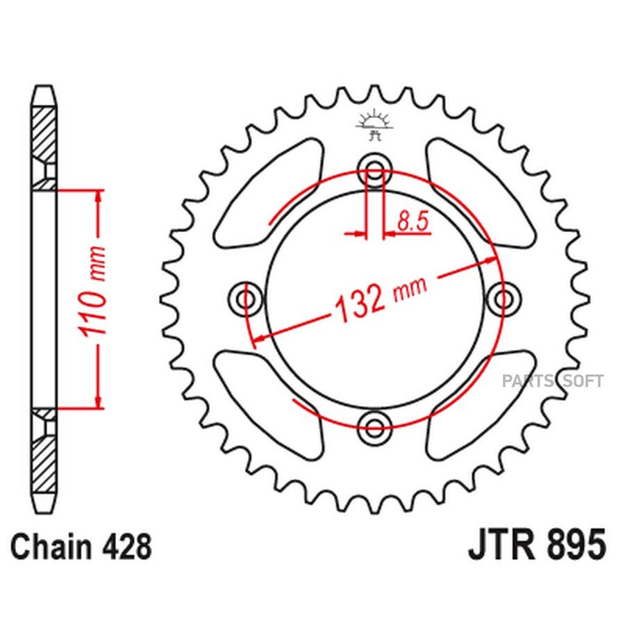 Звезда мотоциклетная JT JTR895.49 от официального дистрибьютора, JT SPROCKETS, артикул JTR89549
