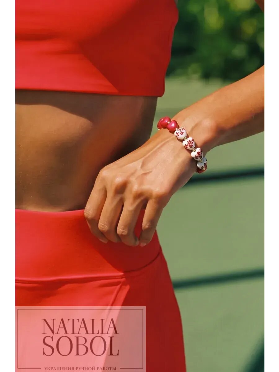 Эластичный браслет Natalia Sobol, керамика, гематит