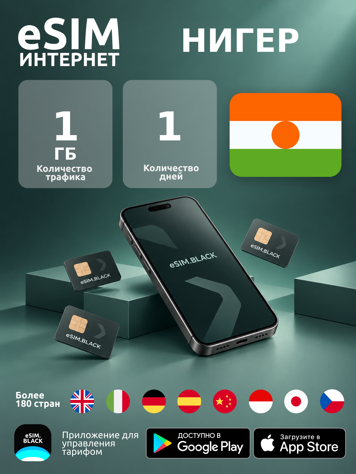Нигер/1 день/1 ГБ - eSIM для мобильного интернета ( iPhone | Android ).