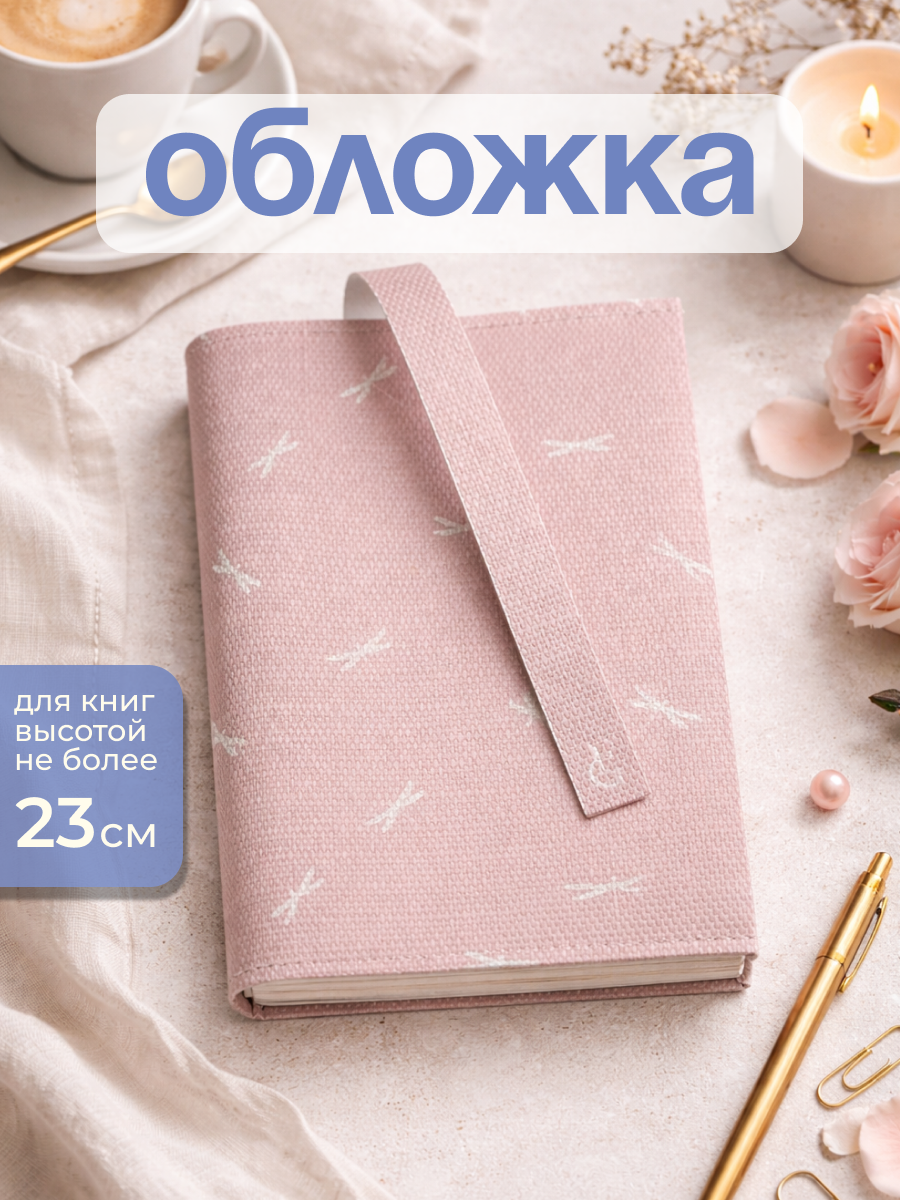 Обложка тканевая, для книг 22 см. Стрекозы
