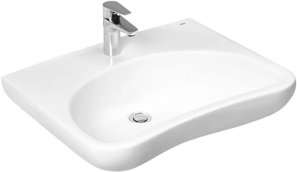 Раковина подвесная Roca Access ZRU9307659 64 фарфоровая, раковина для ванной, белая, глянцевая, прямоугольная, для инвалидов