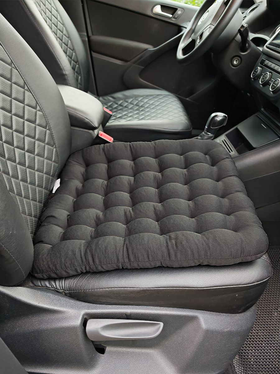 Подушка на сиденье автомобиля в машину для автомобилиста Bio-Textiles темно-серый матовый 50х45