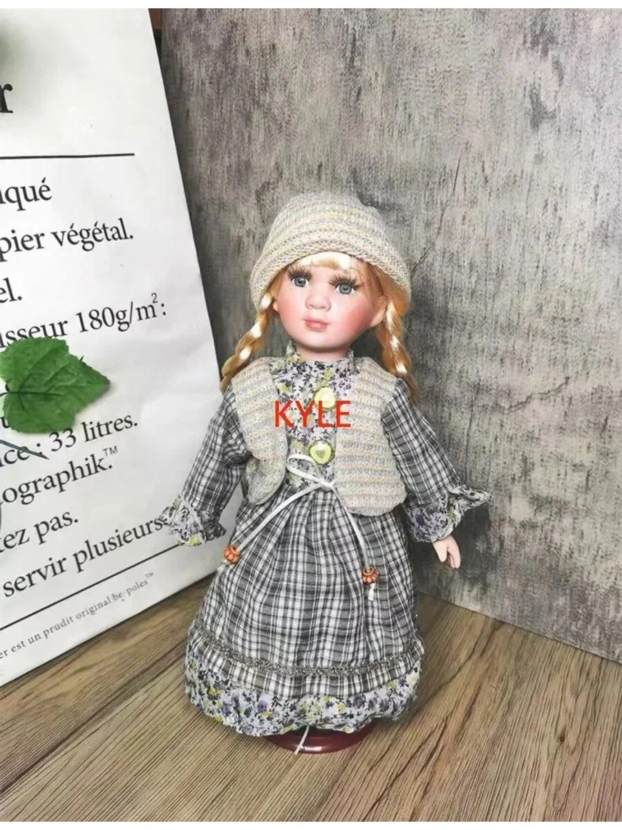 Кукла в викторианском стиле, маятник рабочего стола, коллекционная, высота 30 см, керамика и хлопок