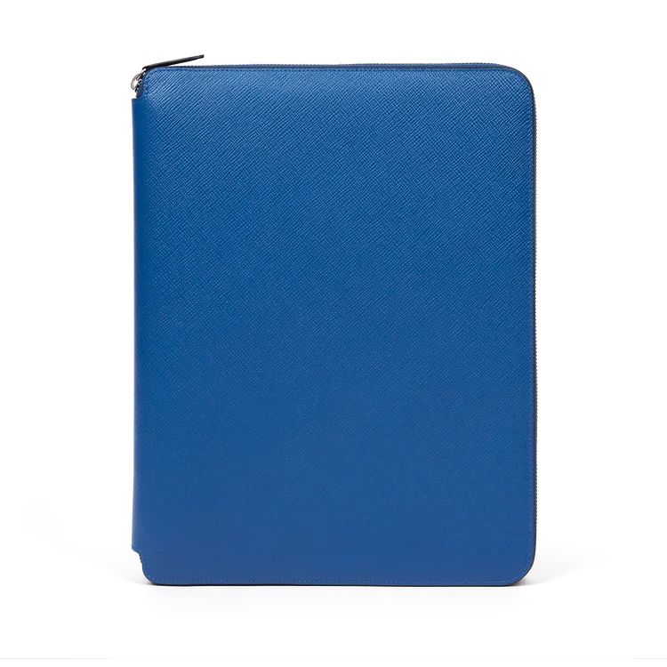 Smythson Органайзер для блокнота A4 Writing Folder with Zip in Panama, синий