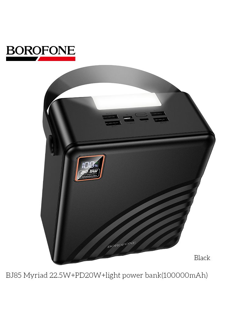 Borofone 22.5W+PD20W Myriad BJ85 +light 100000 mah Внешний аккумулятор, черный