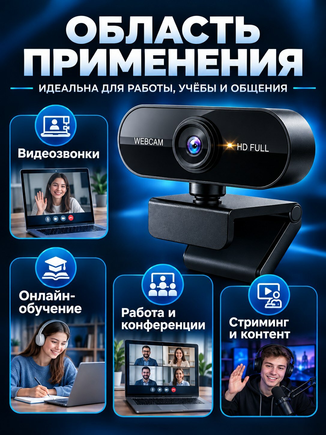 Веб камера для пк; Камера для компьютера с микрофоном; Full HD 1080