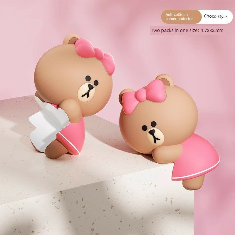 Угловые защитные накладки LINE FRIENDS, детские мягкие уголки для защиты стен и мебели, персонаж Шоко, 2 шт.