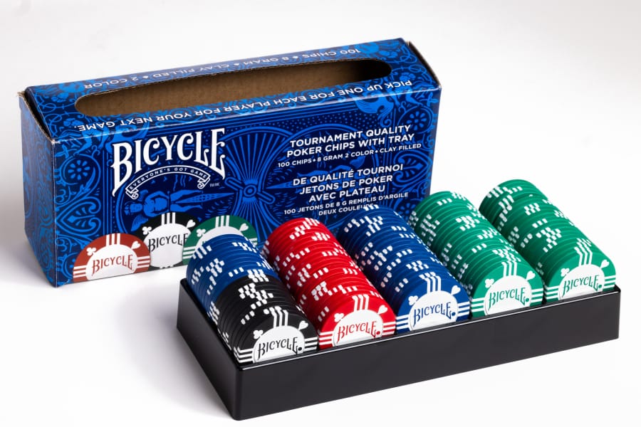 Настольная игра Bicycle Poker Chips, керамические жетоны для покера, 100 шт