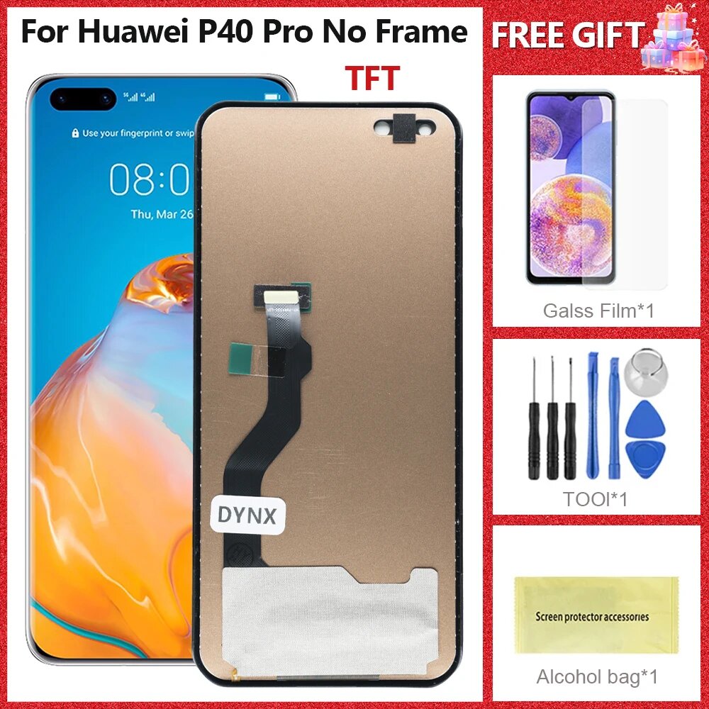 6,58-дюймовый TFT-дисплей для Huawei P40 Pro ELS-N04, ELS-NX9 ELS-N29, ЖК-экран с сенсорным No Frame
