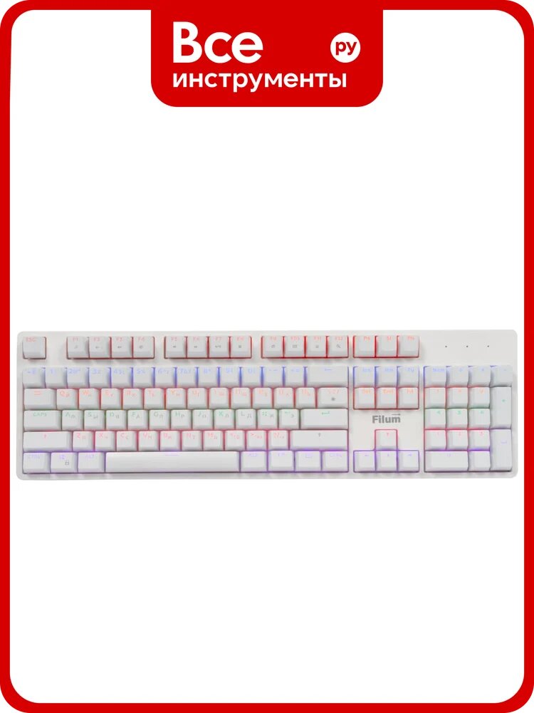 Клавиатура Filum FL-GKBM25 игровая механическая, проводная, 104 клавиши, Rainbow, Hotswap, дв. пуллер, свичи Outemu, 3 сменных, длина провода: 1,5 м 00-01102474