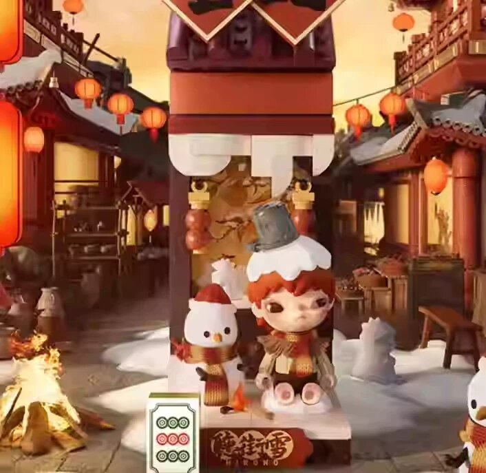 POP MART Новогодняя Коллекция Стиль Улицы Снега Слушания Сборная Модель Фигурки В Блек-Бокс Игрушка Коллекционная