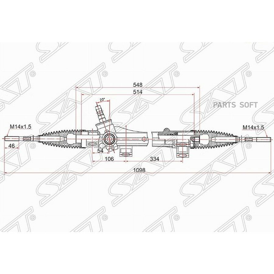 Рейка рулевая Toyota Corolla (E120) 00-07 / Corolla Fielder 00-06 (Левый руль) от официального дистрибьютора, SAT, артикул ST4551002050