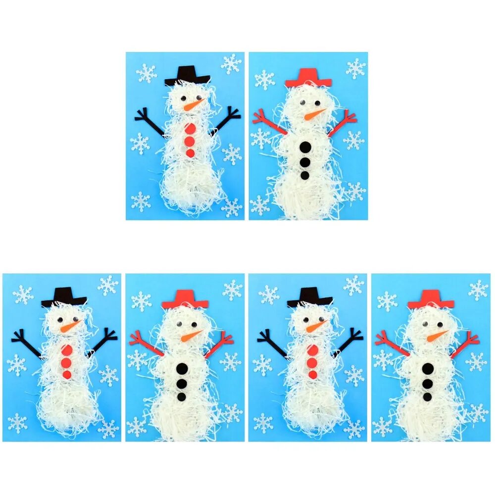 Комплект из 6 набов бумажных снеговиков для творчества, для калейдоскопа