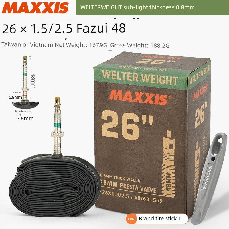 MAXXIS Средняя легкость Велосипедная внутренняя камера для 26 дюймовых горных велосипедных шин 1.5-2.5 ширины с