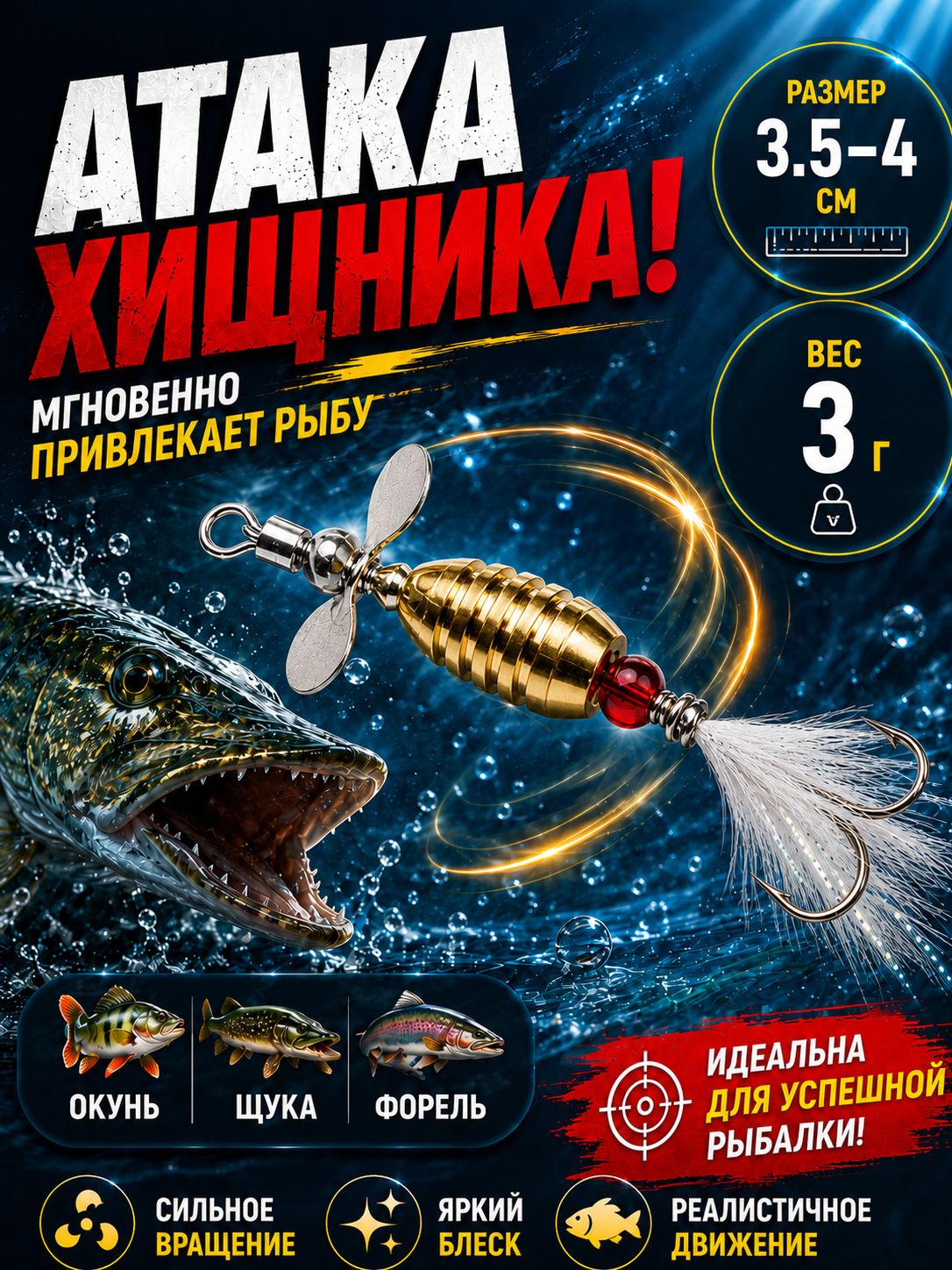 Блесна-турбинка с пропеллером "Хищница" 2.8 гр