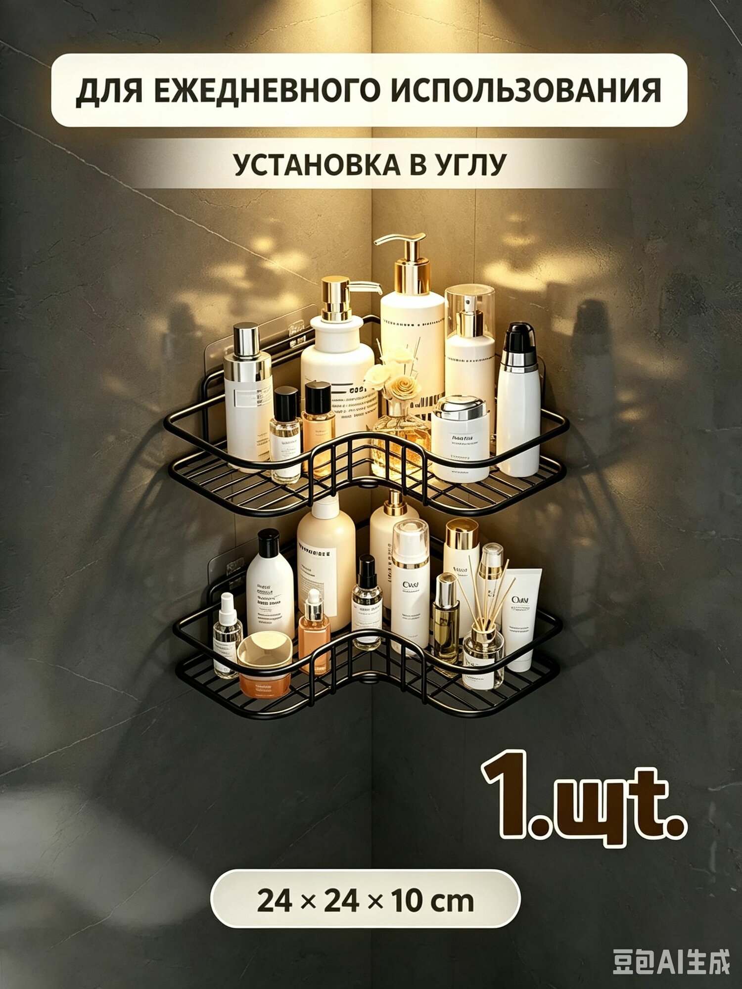 Полка для ванной Угловая, 24х24х10 см