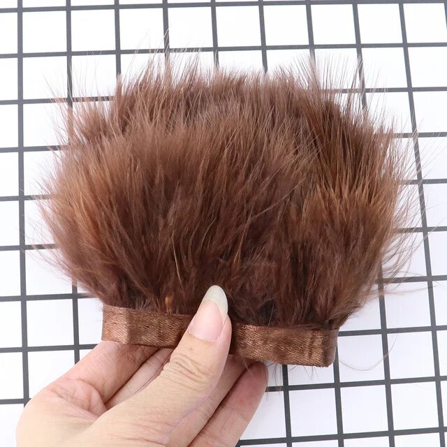 Пушистая бахрома из перьев индейки 8-10 см Коричневый, 1 meter, Brown