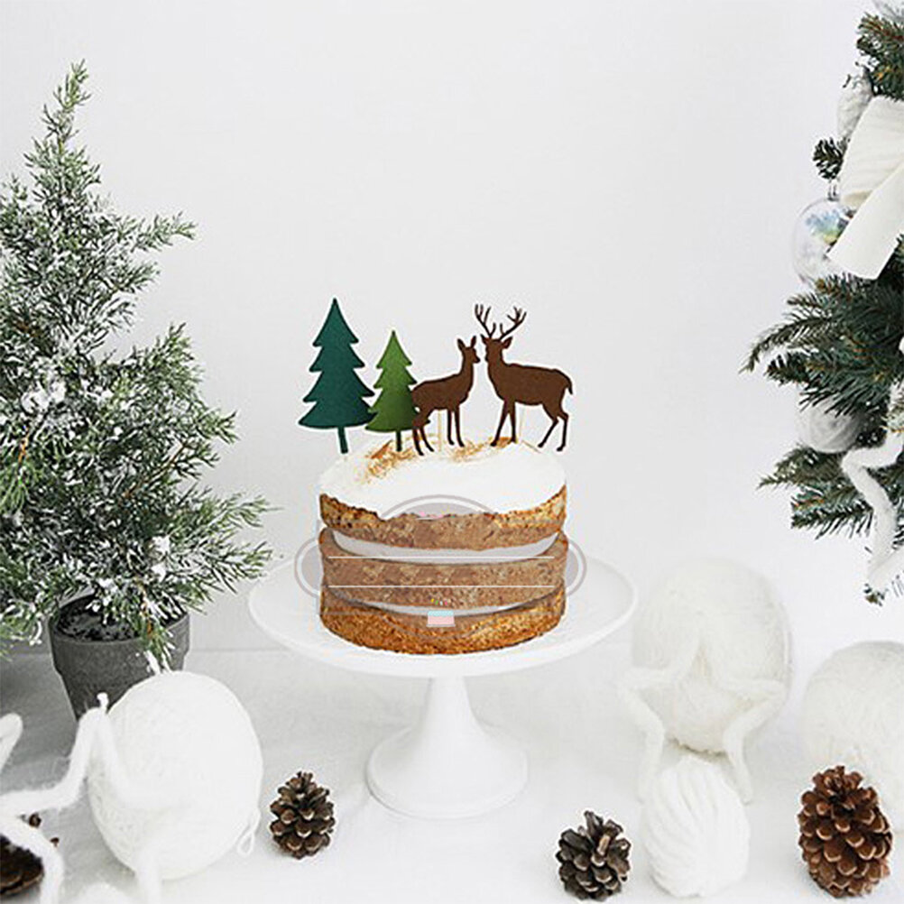 30 Шт Декоративные Вставки Для Торта В Форме Елочки Christmas Party Праздничные Аксессуары Зеленый 7.00X5.50X0.20Cm