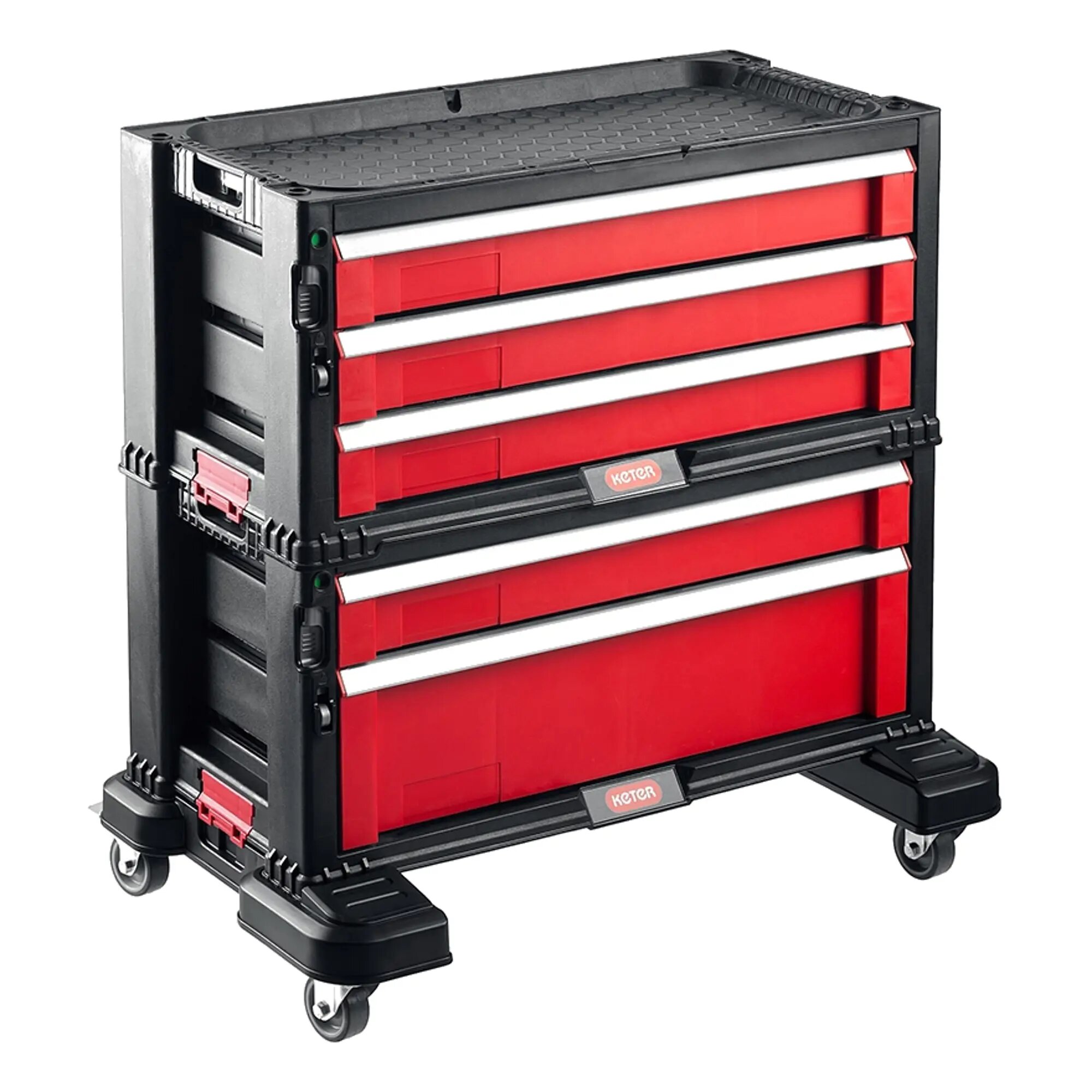 Ящик для инструментов Keter DRAWER 2+3, ударопрочный пластик, 2 модуля, до 50 кг, красный