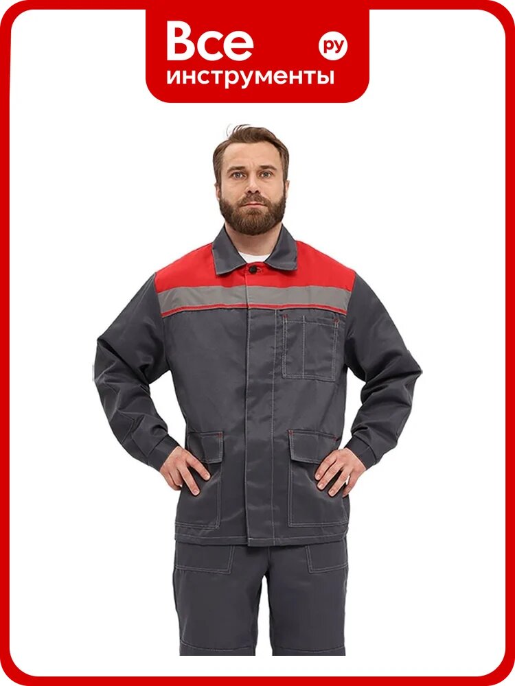 Костюм URSUS "УДАРНИК" куртка/брюки, темно-серый/красный КОС317-303/64-66, 170-176
