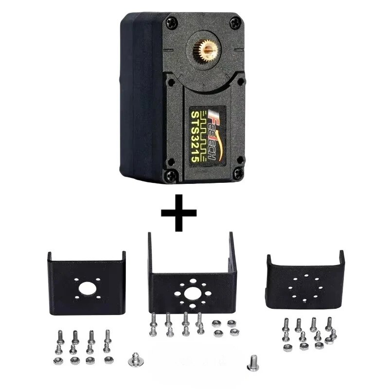Feetech STS3215 Сервопривод 12В 30кг Черный, Servo and Bracket