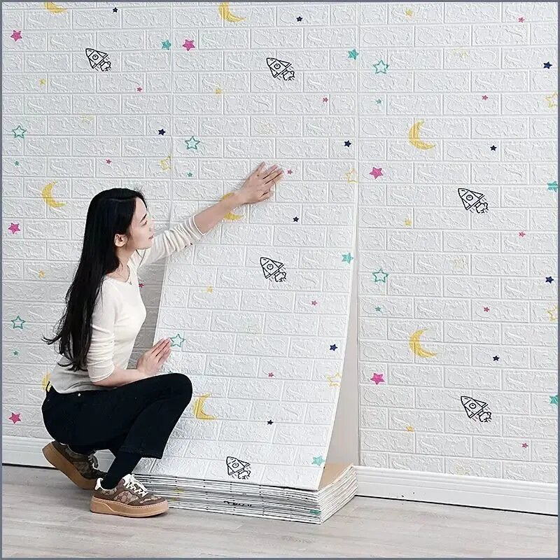 3D самоклеящиеся стереообои подходят для спальни, гостиной, влагонепроницаемости фоновых стен, детского сада и интерьера