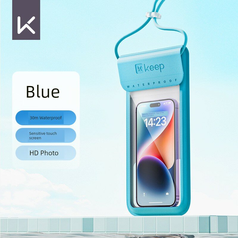 Keep Водонепроницаемый чехол для телефона IPX8 Водонепроницаемый HD Камера Реагирующий экран Циан