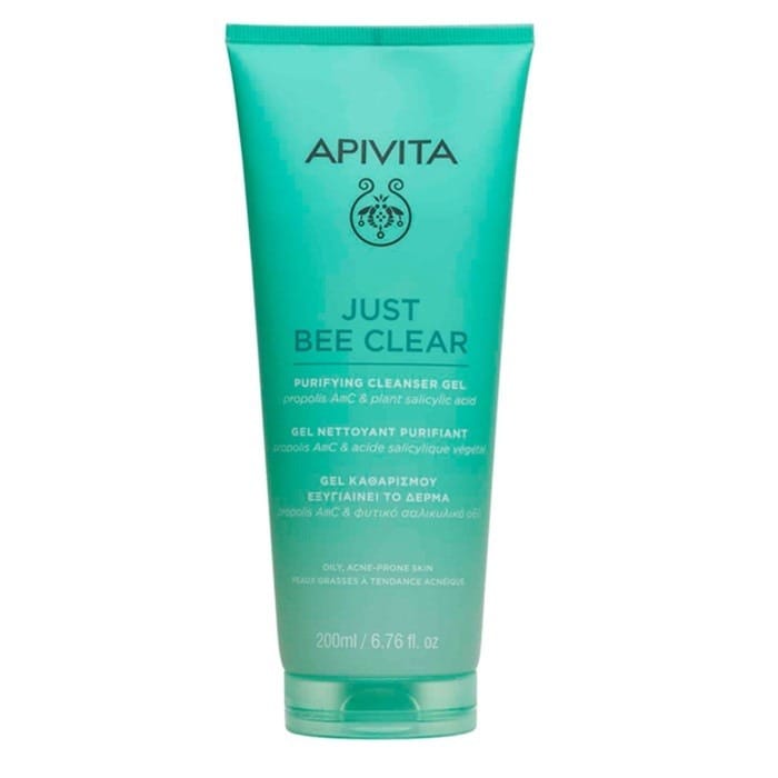 Средство для снятия макияжа Apivita Just Bee Clear Purifying Cleansing Gel, очищающий гель для жирной и склонной к акне кожи, 200 мл