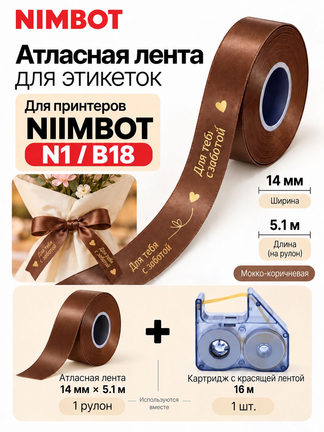 NIIMBOT Лента термотрансферная (Риббон), Набор CMYK, 1 шт
