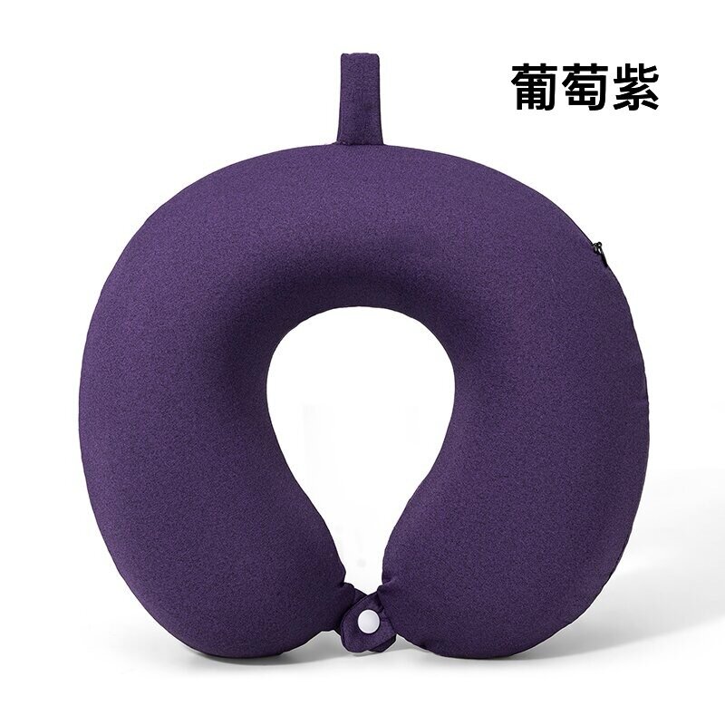 Цатионовая круглая U-образная подушка под шею виноград фиолетовый memory foam 30x30x10 см 250 г