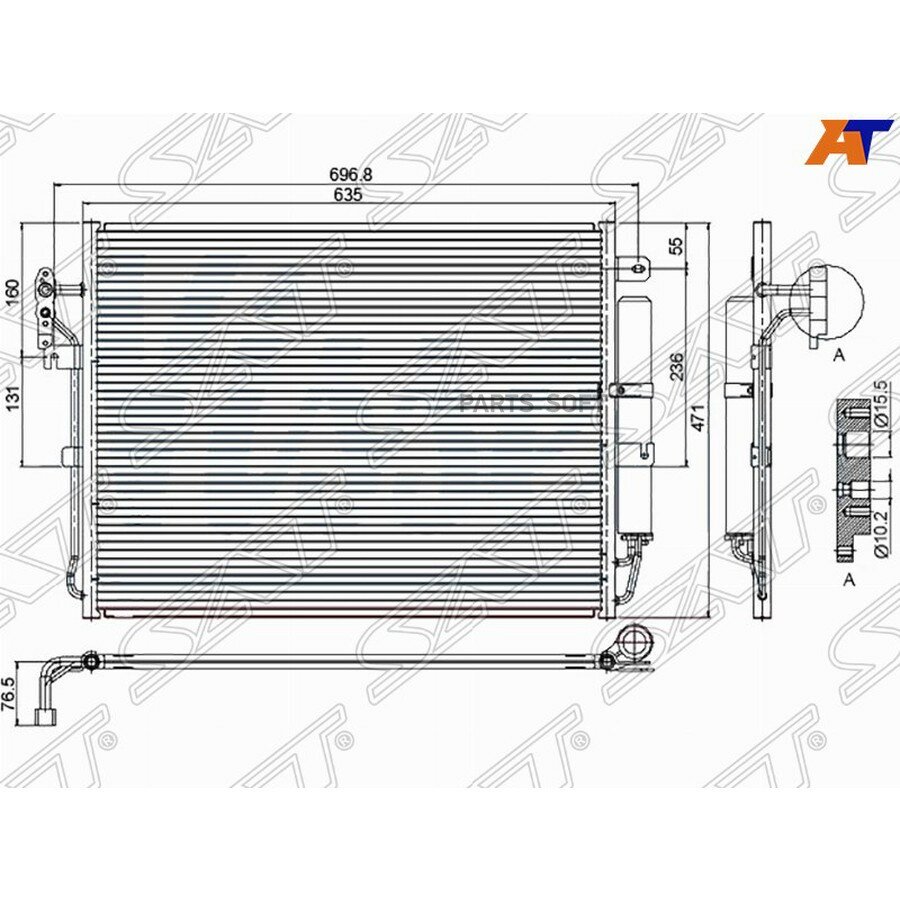 Радиатор кондиционера Land Rover Discovery 04-17 / Range Rover Sport 05-13 от официального дистрибьютора, SAT, артикул STLR05394A0