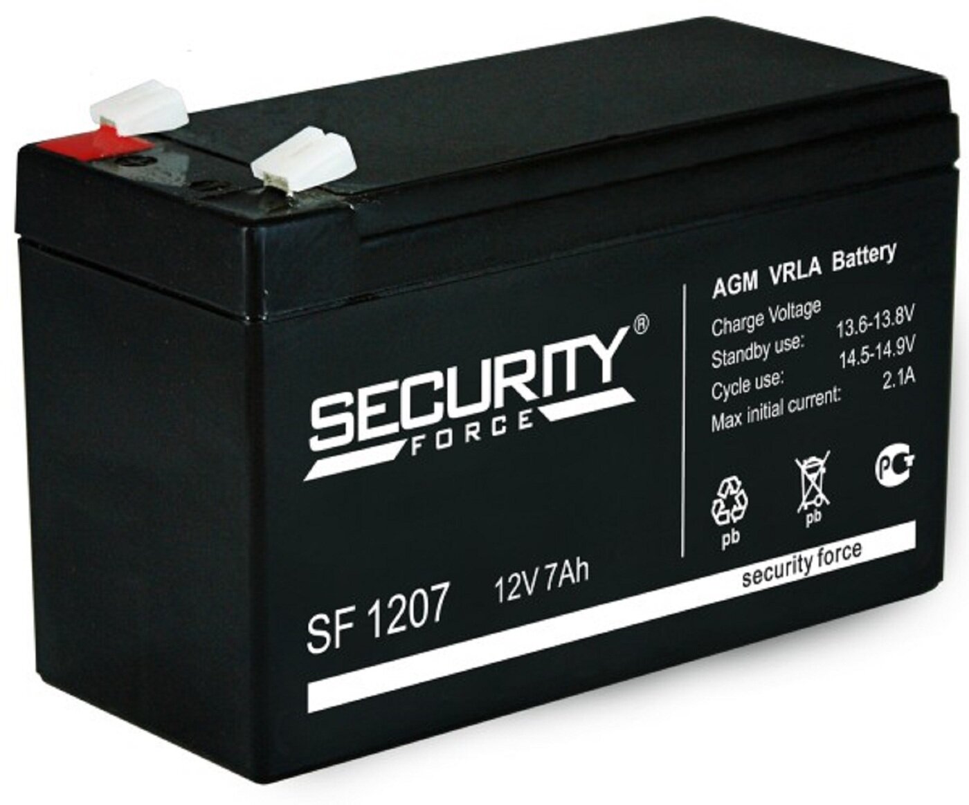 Аккумулятор 12V 7.0 Ah Security Force SF 1207. Подходит для: эхолота, детского электромобиля, ИБП, РИП для СКУД, фотоловушки