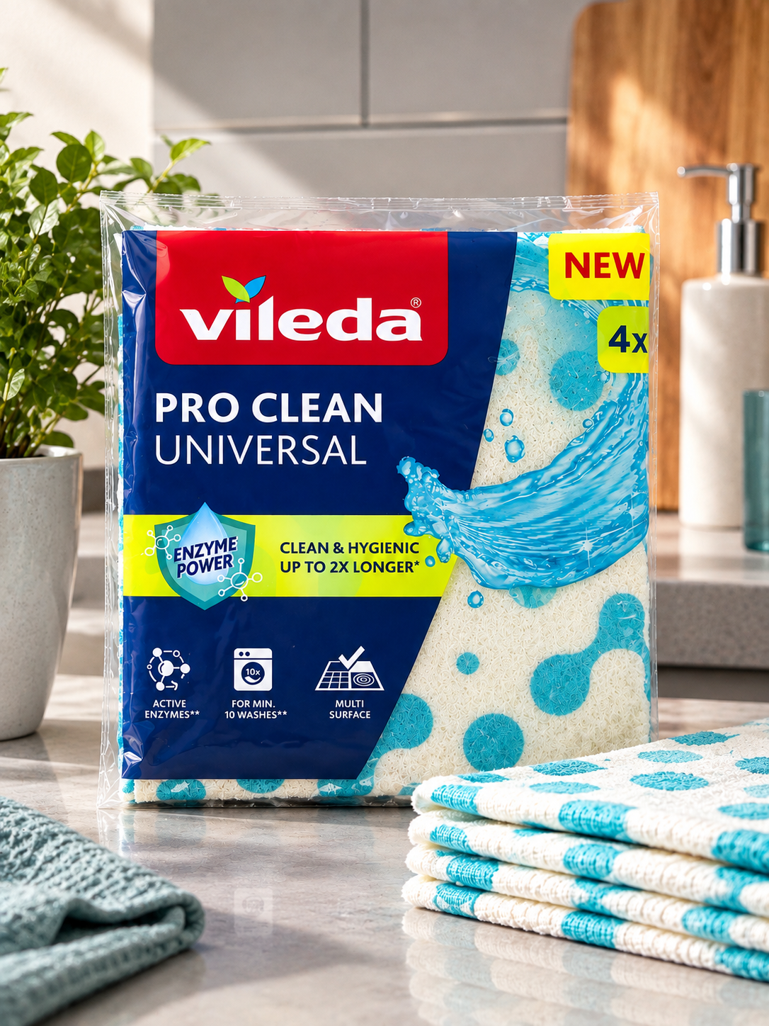 VILEDA Салфетки для уборки универсальные Pro Clean, 4 шт