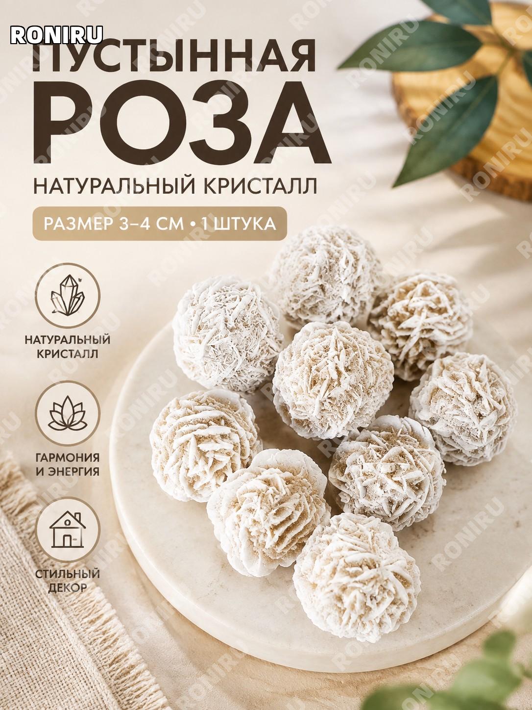 Камень пустынная роза 3-4 см 1 шт, декоративный природный минерал для аромата и интерьера дома, офиса и декора